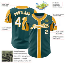 Загрузить изображение в средство просмотра галереи, Custom Midnight Green White-Gold 3 Colors Arm Shapes Authentic Baseball Jersey