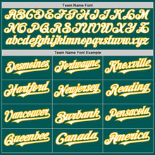 Загрузить изображение в средство просмотра галереи, Custom Midnight Green White-Gold 3 Colors Arm Shapes Authentic Baseball Jersey