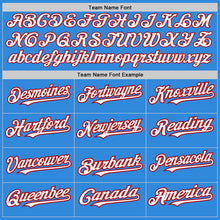 Load image into Gallery viewer, Custom Electric Blue White-Red 3 Colors Arm Shapes Authentic Baseball Jersey