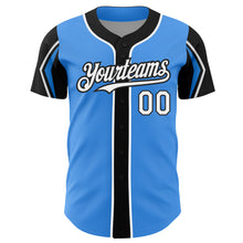 Charger l'image dans la galerie, Custom Electric Blue White-Black 3 Colors Arm Shapes Authentic Baseball Jersey