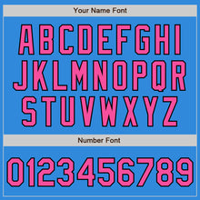 Load image into Gallery viewer, Custom Electric Blue Pink-Black 3 Colors Arm Shapes Authentic Baseball Jersey