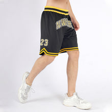 Загрузить изображение в средство просмотра галереи, Custom Black Gold-White Authentic Throwback Basketball Shorts