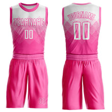 Загрузить изображение в средство просмотра галереи, Custom Pink White Round Neck Sublimation Basketball Suit Jersey