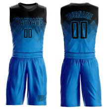 Загрузить изображение в средство просмотра галереи, Custom Blue Black Round Neck Sublimation Basketball Suit Jersey