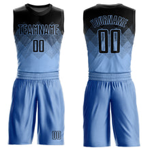 Загрузить изображение в средство просмотра галереи, Custom Light Blue Black Round Neck Sublimation Basketball Suit Jersey