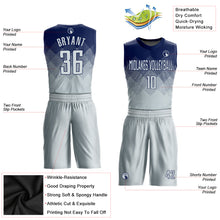 Charger l'image dans la galerie, Custom Navy Silver Round Neck Sublimation Basketball Suit Jersey