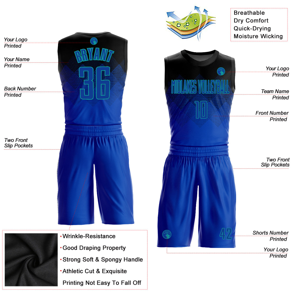 FANSIDEA Custom Blue Black-Neon Green Authentic Throwback Basketball Jersey Youth Size:L