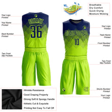 Загрузить изображение в средство просмотра галереи, Custom Neon Green Navy Round Neck Sublimation Basketball Suit Jersey