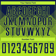 Загрузить изображение в средство просмотра галереи, Custom Neon Green Navy Round Neck Sublimation Basketball Suit Jersey