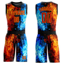 Charger l'image dans la galerie, Custom Figure Red-Gold Flame Round Neck Sublimation Basketball Suit Jersey