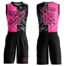Загрузить изображение в средство просмотра галереи, Custom Graffiti Pattern Pink-Black Scratch Round Neck Sublimation Basketball Suit Jersey