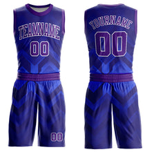 Load image into Gallery viewer, Custom Royal Purple-White Round Neck Sublimation Basketball Suit Jersey