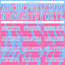 Load image into Gallery viewer, Custom Pink Light Blue-White Round Neck Sublimation Basketball Suit Jersey