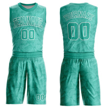 Загрузить изображение в средство просмотра галереи, Custom Aqua White Round Neck Sublimation Basketball Suit Jersey