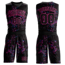 Загрузить изображение в средство просмотра галереи, Custom Black Pink Round Neck Sublimation Basketball Suit Jersey