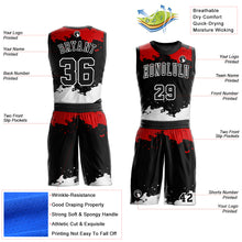 Laden Sie das Bild in den Galerie-Viewer, Custom Black Red-White Round Neck Sublimation Basketball Suit Jersey