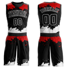 Laden Sie das Bild in den Galerie-Viewer, Custom Black Red-White Round Neck Sublimation Basketball Suit Jersey