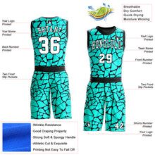 Charger l'image dans la galerie, Custom Aqua White-Black Round Neck Sublimation Basketball Suit Jersey