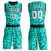 Charger l'image dans la galerie, Custom Aqua White-Black Round Neck Sublimation Basketball Suit Jersey