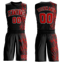 Laden Sie das Bild in den Galerie-Viewer, Custom Black Red-White Round Neck Sublimation Basketball Suit Jersey
