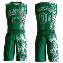 Load image into Gallery viewer, Custom Kelly Green Black-White Round Neck Sublimation Basketball Suit Jersey