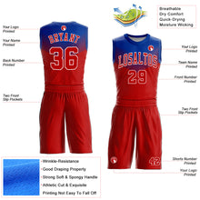 Load image into Gallery viewer, Custom Red Royal-White Round Neck Sublimation Basketball Suit Jersey