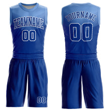 Load image into Gallery viewer, Custom Royal Light Blue-White Round Neck Sublimation Basketball Suit Jersey