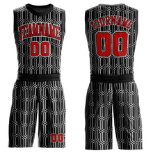 Laden Sie das Bild in den Galerie-Viewer, Custom Black Red-White Round Neck Sublimation Basketball Suit Jersey