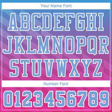 Load image into Gallery viewer, Custom Pink Light Blue-White Round Neck Sublimation Basketball Suit Jersey