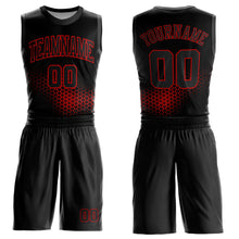 Laden Sie das Bild in den Galerie-Viewer, Custom Black Red Round Neck Sublimation Basketball Suit Jersey