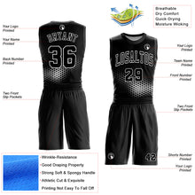 Load image into Gallery viewer, Custom Black White Round Neck Sublimation Basketball Suit Jersey