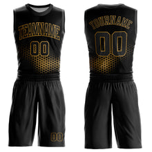 Load image into Gallery viewer, Custom Black Old Gold Round Neck Sublimation Basketball Suit Jersey