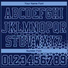 Load image into Gallery viewer, Custom Navy Light Blue Round Neck Sublimation Basketball Suit Jersey