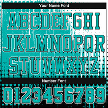 Load image into Gallery viewer, Custom Black Aqua-White Round Neck Sublimation Basketball Suit Jersey