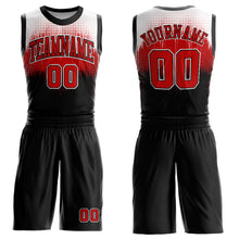 Laden Sie das Bild in den Galerie-Viewer, Custom Black Red-White Round Neck Sublimation Basketball Suit Jersey