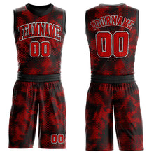 Загрузить изображение в средство просмотра галереи, Custom Black Red-White Round Neck Sublimation Basketball Suit Jersey