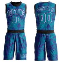 Загрузить изображение в средство просмотра галереи, Custom Teal Purple-White Round Neck Sublimation Basketball Suit Jersey