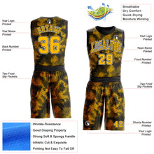 Load image into Gallery viewer, Custom Black Gold-White Round Neck Sublimation Basketball Suit Jersey
