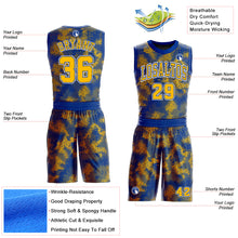 Load image into Gallery viewer, Custom Royal Gold-White Round Neck Sublimation Basketball Suit Jersey