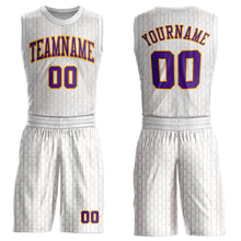 Загрузить изображение в средство просмотра галереи, Custom White Purple-Gold Round Neck Sublimation Basketball Suit Jersey
