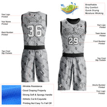 Laden Sie das Bild in den Galerie-Viewer, Custom Gray White-Black Round Neck Sublimation Basketball Suit Jersey