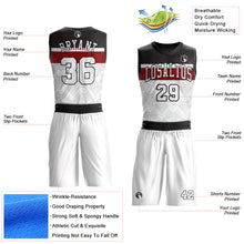 Load image into Gallery viewer, Custom White Black-Red Round Neck Sublimation Basketball Suit Jersey