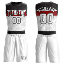 Load image into Gallery viewer, Custom White Black-Red Round Neck Sublimation Basketball Suit Jersey