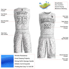 Laden Sie das Bild in den Galerie-Viewer, Custom Gray White-Black Round Neck Sublimation Basketball Suit Jersey