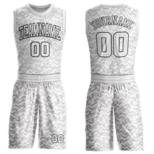 Laden Sie das Bild in den Galerie-Viewer, Custom Gray White-Black Round Neck Sublimation Basketball Suit Jersey