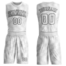 Laden Sie das Bild in den Galerie-Viewer, Custom Gray White-Black Round Neck Sublimation Basketball Suit Jersey
