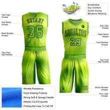 Load image into Gallery viewer, Custom Neon Green Black Round Neck Sublimation Basketball Suit Jersey
