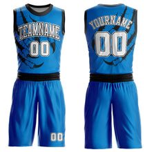 Load image into Gallery viewer, Custom Blue White-Black Animals Claws Round Neck Sublimation Basketball Suit Jersey
