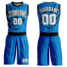 Загрузить изображение в средство просмотра галереи, Custom Blue White-Black Animals Claws Round Neck Sublimation Basketball Suit Jersey