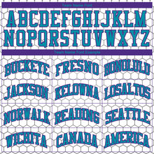 Load image into Gallery viewer, Custom White Purple-Teal Round Neck Sublimation Basketball Suit Jersey
